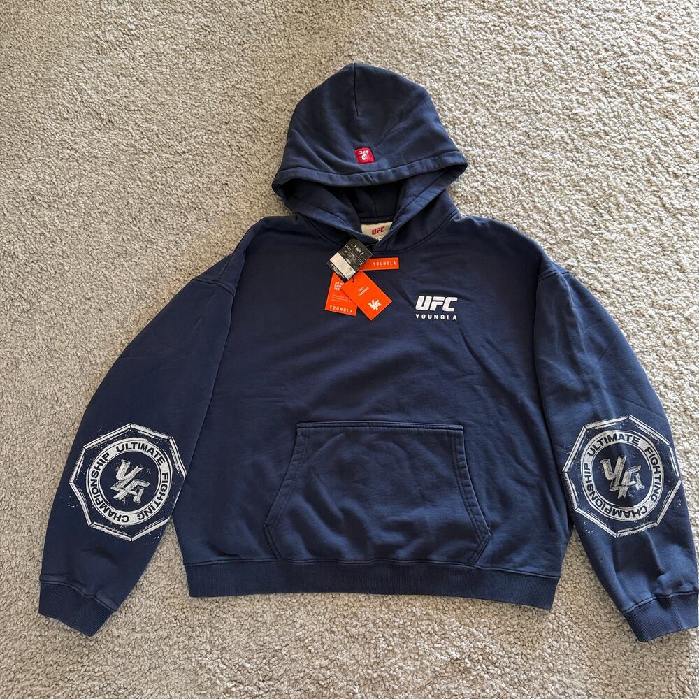 Men's YoungLA (SoldOut)5148 UFC™ CHAMPIONSHIP HOODIES NWT XL BlueWashed RARE!